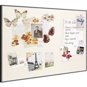 Fabric Bulletin Board 30x20 inches,Black Aluminum Framed Wall Pin Board