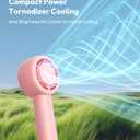 Aecooly Portable Handheld Turbo Fan [16H Max Cooling Time], 5 Speeds USB Rechargeable Mini Personal Battery Operated Small Pocket Cooling Fan GIfts for Women, Travel, Home, Office, Beach, Lash -Pink
