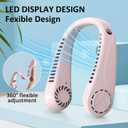 BIRDDIE Portable Bladeless Hanging Neck Fans with Screen Display and 5 Speeds Levels, USB Rechargeable, 360 Cooling Wearable Personal Fan for Work Travel Sport Outdoor (Pink)