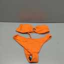 ZAFUL Women's Bandeau Bikini O Ring Strapless Tie Back High Cut Two Piece Swimsuit Bathing Suits (Orange, L)