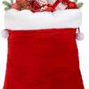 FOIMAS Christmas Santa Sack,43x27 inch Jumbo Velvet Santa Gift Bags with Drawstring Plush Gift Bag for Christmas Gift Wrapping Home Decoration Supply (Dark Red)