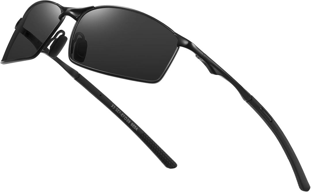 Men's Polarized Rectangular Sunglasses Ultra Lightweight Metal Frame Fishing Driving Glasses Classic Shades for Men