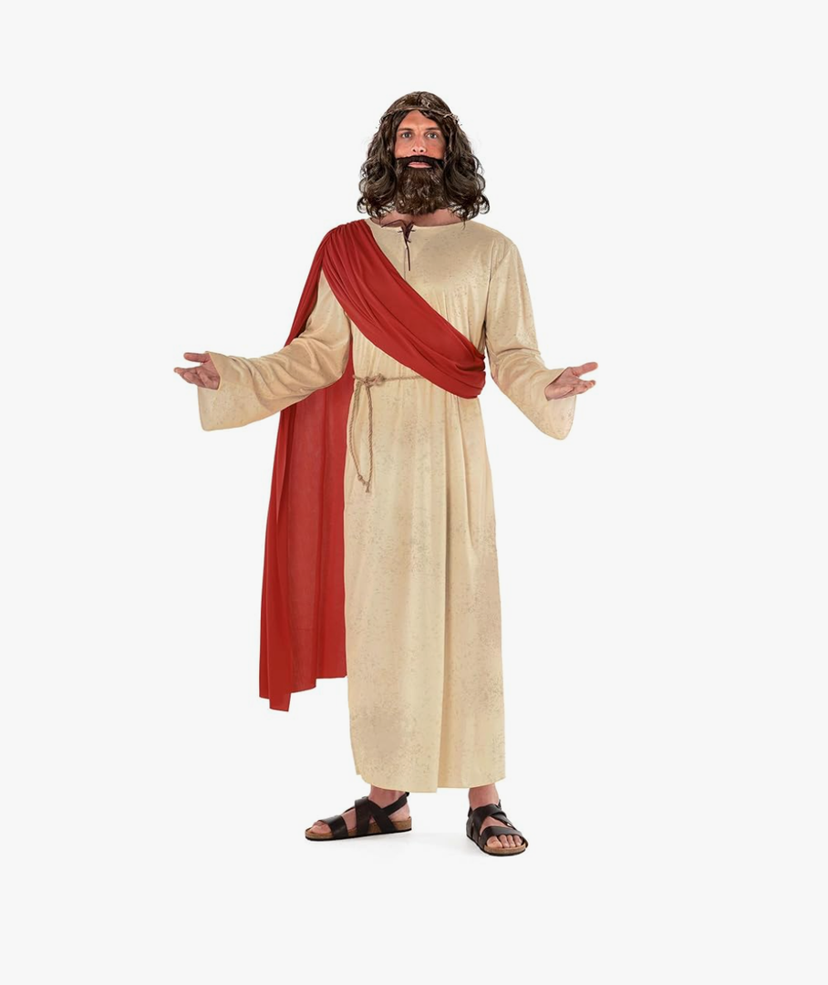 Morph Jesus Costume For Men Plus Wig And Beard - Jesus Christ Halloween Robe Outfit
