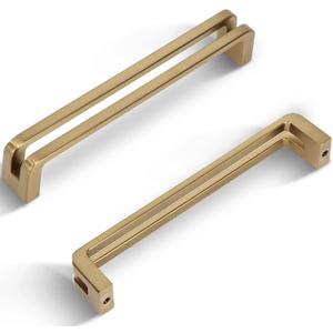 5 Inch(128mm) Hole Center Champagne Bronze Zinc Alloy Solid Cabinet Pulls,Dresser Cabinet Handles Luxury Cabinet Pull Hardware for Bedroom, Kitchen 6 Pack 7600