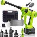 Cordless Car Washer, 1100PSI, Portable Cleaning Tool with 6-in-1 Nozzle, 10 Spray Settings, Battery Display, Self-Priming System for Car, Garden, Patio & Floor