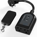 SURNICE Timer Outlet Waterproof, Dusk to Dawn Light Sensor Outdoor Light Timer with 2 Grounded Electrical Sockets for Lights, 260 Feet Range, 15A 1/2HP, FCC and ETL Listed