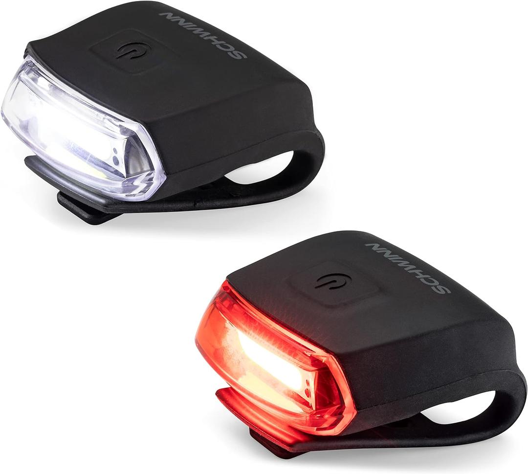 Schwinn Quick Wrap Bike Light Set, LED, 40 and 10 Lumen, Easy to Attach Headlight and Taillight, COB Lighting for Brighter Appearance, Tool-Free Install, Battery Operated, for City and Road Riding