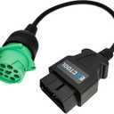 OBD2 to J1939 Green Type 2 Adapter Cable (16 Pin Male to 9 Pin Female) for Heavy Duty Trucks and Commercial Vehicles with OBD II Diagnostic Connector