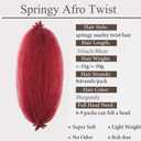 2 x Afro Spring Twist Braiding Hair 16 Inch 3 Packs Pre Separated Springy Curly Twist Hair Marley Hair for Faux Locs Crochet Hair Pre Fluffed Spring Twist Hair Extensions (#Burg, 16INCH/40CM)