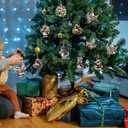 Chunful 36 Pcs Funny Mallard Duck Christmas Ornament Wooden Mallard Duck with Santa Hat Ornament Christmas Tree Hanging Wildlife Decor for Bird Lovers Gift Holiday Xmas Tree Decor