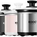 KOOC Small Slow Cooker, 0.65-Quart, Free Liners Included for Easy Clean-up, Upgraded Ceramic Pot, Nutrient Loss Reduction, Stainless Steel, Silver, Round