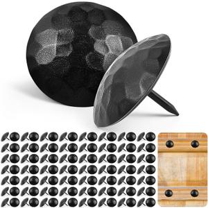 100 Pcs Large Iron Clavos Decorative Nails Iron Antique Clavos Fasteners Ornamental Rustic Accent for Wood Doors, Shutters, Faux Wood Beams, Gates and Furniture (1 Inch,Black)