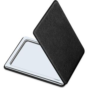 Compact Vanity Mirror for Men, Black, Travel Makeup Mirror for Handbag Pocket Wallet, Portable Double-Sided Magnifying Cosmetic Mirror for Daily, Work, Business