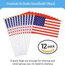 mflagperft USA Flags on Stick 12 Pack, Small Handheld American Flag | 5.5x8.2 in,Weather Resistant Polyester,Table Decor,School Projects,Teachers,Event Attendees,Soccer Games,Parades,Celebrations