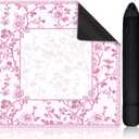 Chinoiserie Mahjong Mat with 1 Carrying Bag 31.5" x 31.5" Pink and White Rubber Anti Slip and Noise Reduction Multi Purpose Game Table Cover for Card, Board Tile Games