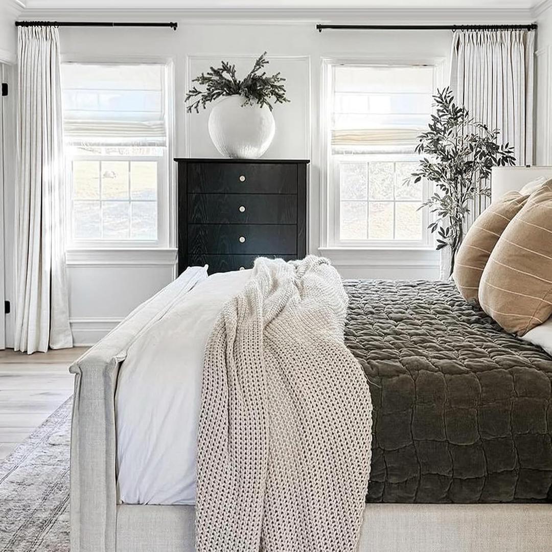 TWOPAGES 72 W x 102 L inch Pinch Pleated Curtain Blackout Linen Drapery for Bedroom Living Room Theater Patio Door (1 Panel),Beige White