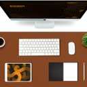 K KNODEL Large Office Leather Desk Mat, Mouse and Keyboard Pad, Computer and Laptop Mat, Desktop Protector and Cover, Writing Pad and Blotter (35.4"x17", Brown)