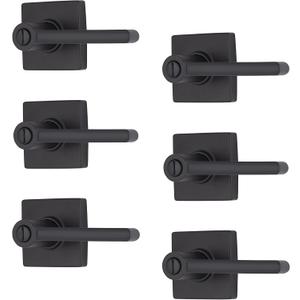 BRINKS 6-Pack Matte Black Contemporary Bedroom Privacy Straight Door Handle Privacy 6 Pack Matte Black Bed and Bath Straight Door Lever