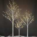 LIGHTSHARE LED Birch Tree Light Set - 4ft, 6ft, 8ft Trees with Warm White Lights - Indoor Outdoor Christmas Wedding Party Decorations (3-Pack)