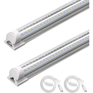 Barrina T8 LED Shop Light 4FT, 40W 5500LM 6500K, Clear Cover, Garage Lights Ceiling, V-Shape LED Light Fixture, Work Shop Lights for Garage, Warehouse, Basement, ETL Listed, 2 Packs
