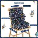 Booster Seat for Kitchen Chair with Backrest & 4 Adjustable Straps, Portable TPU Waterproof & Anti-Scratch Toddler Booster Seat for Dining Table, Non-Slip & Removable
