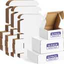 Eupako 30 Pack Small Shipping Boxes Assorted Sizes, 4x4x2, 6x4x3, 7x5x2-10 PCS Each Small Boxes, White Corrugated Box Mailers, Cardboard Boxes for Packaging Small Business, Mailing