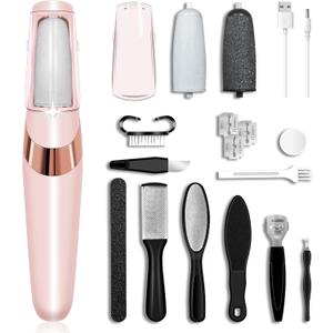Callus Remover for Feet，Electric Foot Callus Remover with 2 Rollers 2 Speed,16 in1 Rechargeable Foot File Pedicure Kits for Dead Hard Cracked Dry Skin