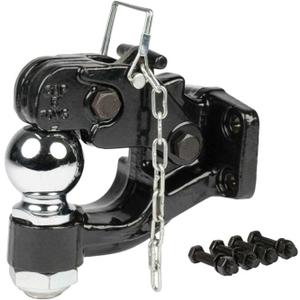 Mytee Products Pintle Hitch with 2-5/16-Inch Trailer Ball, 8 Ton Combination Hitch with Mounting Kit | Bolt On Adjustable Pintle Hook Ball Combo - Powder-Coated, Heavy-Duty