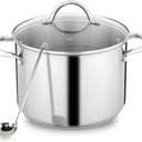 GreatChef Stock Pot Stainless Steel for Cooking Riveted Handle, Heavy Duty Vessel,Induction Compatible All Cooktops in Use, Dishwasher & Oven Safe (8 Quart + Laddle))