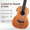 Caramel CB402 Baritone Electric Ukulele All Solid Mahogany Wood 30'' Professional Wood Ukelele Instrument Kit Small Hawaiian Guitar Beginner ukalalee Starter Pack Bundle Gig bag, Strap, String Set