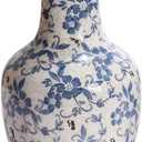 Decorative Ceramic Flower Vase, Blue and White Floral Pattern, 11''Flower Ceramic vase