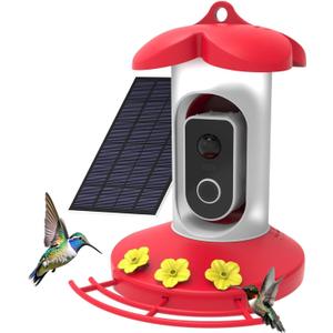 Hummingbird Feeder with 4K Camera, Smart Hummingbird Feeder 4G Camera Solar Powered with AI Identify, Auto Capture Bird Videos & Motion Detection, Ideal Gift for Bird Lovers