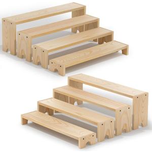 14 Inch Large Wooden Tiered Riser Display Stands, 2 Set Stackable Wooden Cupcake Stand Dessert Table Display Set,Tiered Shelf Organizer,Display Stands Shelf,Vendor Booth Display Items for Vendor EventsNatural Wood Color