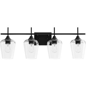 VONLUCE Bathroom Vanity Light, 4 Light Bathroom Light Fixture Over Mirror, Bathroom Wall Lamp with Clear Glass, Modern Black Vanity Lighting fixtures for Bathroom, Bedroom, Hallway