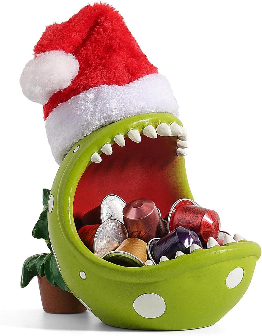 Santa Hat Plant Candy Bowl Large Christmas Decor with Festive Red Hat Key Holder Candy Dish for Holiday Gifting (Santa Hat, Midium) (Medium)