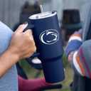 Logo Brands NCAA 40 oz Tumbler with Handle -Stainless Steel Insulated Travel Tumbler with Straw Lid Powder Coated, Leak-Resistant, Keeps Drinks Hot/Cold Great for Tailgating, or Everyday Use