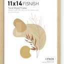 11x14 Picture Frame, Natural Solid Wooden Picture Frames, Display 11x14 Photos without Mat, Horizontal or Vertical Wall Mounting, Oak Wood Grain, 1 Pack