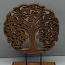 VANIYA CRAFTS Wooden Carved Handmade Tree Design Engraved Table Decor Table Sculpture Home Decor Statue for Living Room, Bedroom, Office Desktop, Cabinets (Walnut)