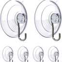 BEADNOVA Suction Cup Hooks 2.5 Inches Suction Cup Hook for Window Glass Bathroom Kitchen Wall Office (6 Packs)
