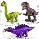 TEMI 3 Pack Electrical Walking Dinosaur Toys for Toddlers 3-4 3-5 Years with Sound and Light Up, Toddler Robot Dinosaur, Brachiosaurus, Stegosaurus Dinosaur Figures for Kids