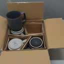 famiware Coffee Mugs Set of 6, Nebula 14oz Coffee Mugs, Ceramic Cup Set with Handle for Latte, Tea, Milk, Cappuccino, Cocoa, Charcoal