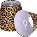Fold Lamp Shades Set of 2 Leopard Print 7" Top X 11" Bottom X 8" High Small Lamp Shades Fits For Table Lamps and Floor Lamps Replacement For Living Room Bedroom Easy Assembly Required