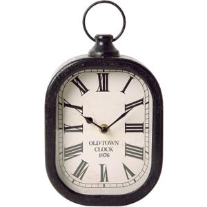 NIKKY HOME Small Retro Black Wall Clock, Silent Battery Operated Vintage Metal Rectangle Analog Hanging Clock for Bathroom Kitchen Living Room Bedroom Office (10.6" H x 6" W)