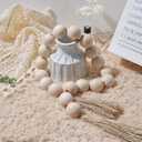 Oversized Wood Bead Decor, 1.6" Diameter Chunky Natural Wood Beads, 41" Long Farmhouse Tray with Tassels, Coffee Table farmhouse Bed decor