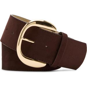 Steve Madden Women's Wide Faux Suede Belt (Medium, Chocolate)
