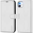 TUCCH Case Wallet for iPhone 11, [RFID Blocking] Card Slots Stand Magnetic Closure, Protective PU Leather [Shockproof TPU Interior Case] Flip Cover Compatible with iPhone 11 (2019 6.1 inch), White