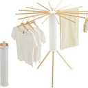 JOOM Tripod Clothes Drying Rack, Garment Rack Portable and Foldable Space Saving Laundry Drying Rack - Drying Rack Clothing Floor Folding Balcony Bedroom Household Wooden