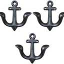 Nautical Anchor Design Wall Hooks Vintage Rustic Cast Iron Coat Hooks Rack Decorative Wall Mounted Antique Hanger (3 Pack)