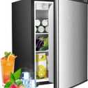 2.56 Cu.ft Compact Refrigerator with Reversible Single Door, Silver