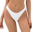 Bellecarrie Women's Cheeky Brazilian Bikini Bottoms Low Rise High Cut Swim Bottom (White) S